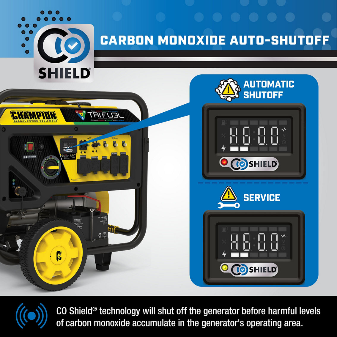 Champion 12,000W Tri Fuel Portable Generator with Electric Start and CO Shield - Image 6 of 10