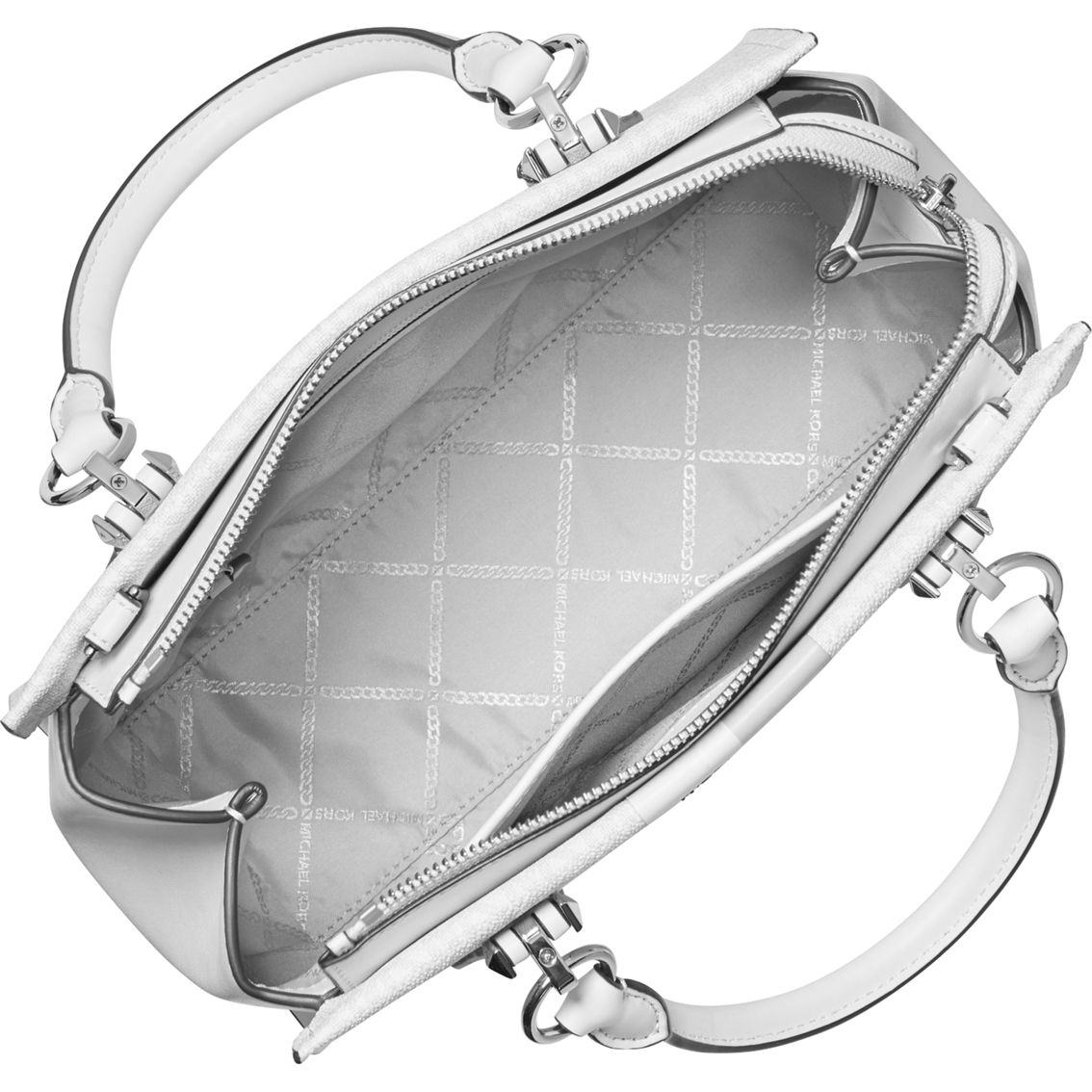 Michael Kors Optic White Aluminum Marilyn Medium Satchel - Image 3 of 4