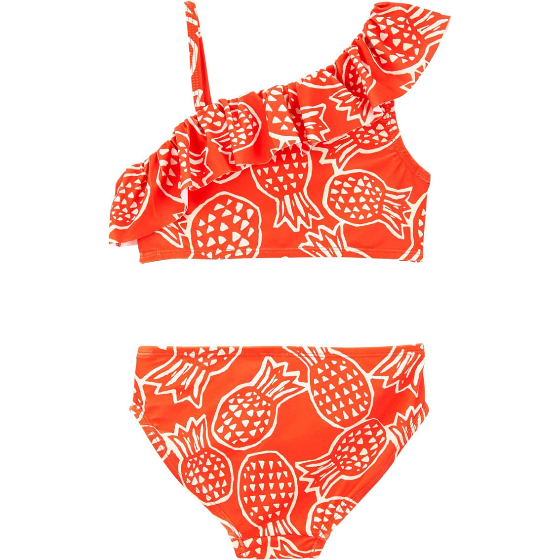 Carter's Little Girls One Shoulder Pineapple Tankini Top and Bottoms 2 pc. Swim Set - Image 2 of 3