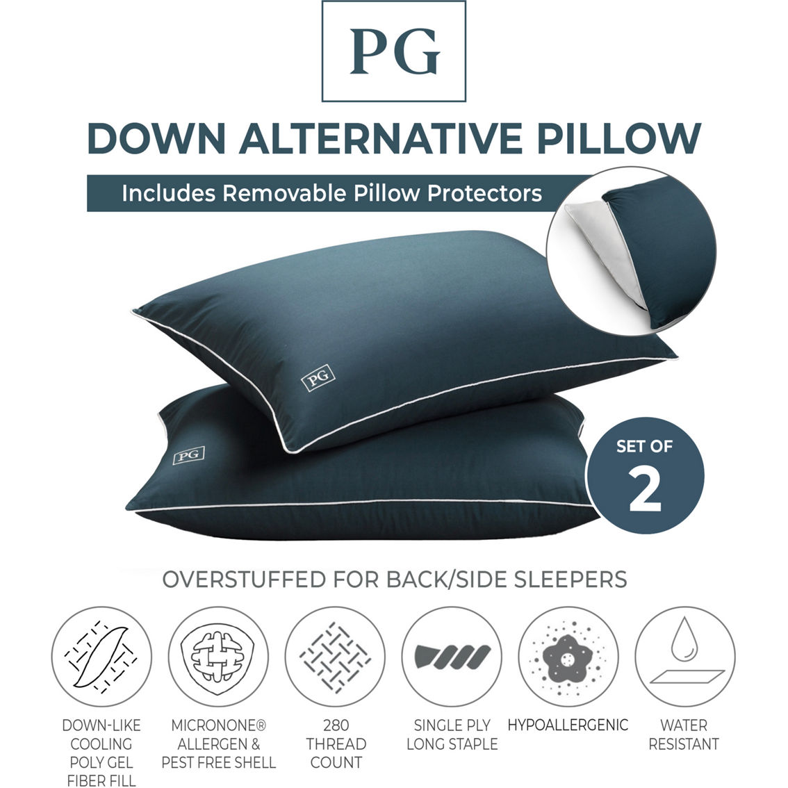 Pillow Guy Down Alternative Pillow with Removable Pillow Protector - Image 3 of 7