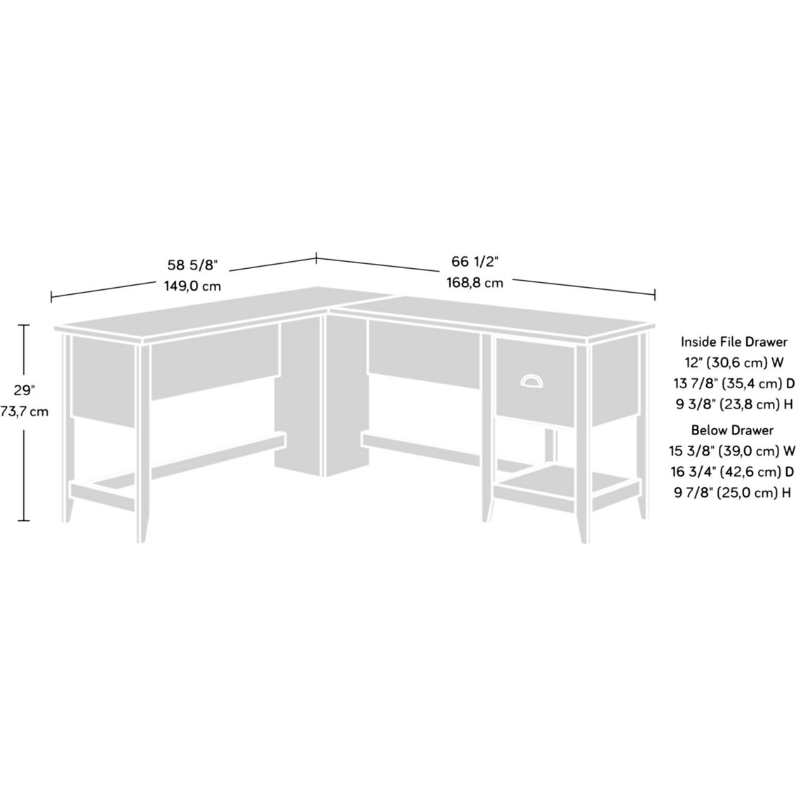 Sauder Summit Station L-Shaped Home Office Desk with Drawer - Image 3 of 3