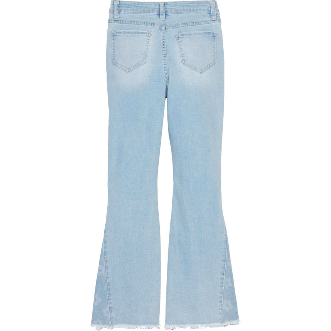 YMI Jeans Girls Frayed Hem Wide Leg Jeans with Floral Print Inset - Image 2 of 2