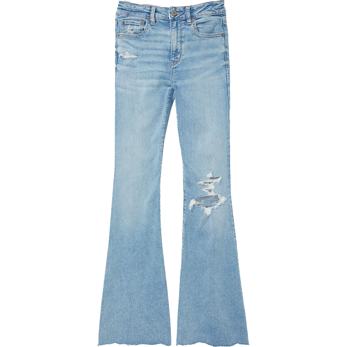 American Eagle Next Level Ripped High Rise Flare Jeans - Image 4 of 5