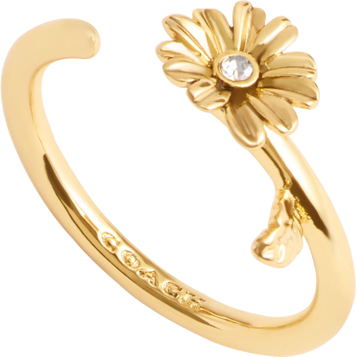 Coach Gold Daisy Open Band Ring Size 7 - Image 2 of 3