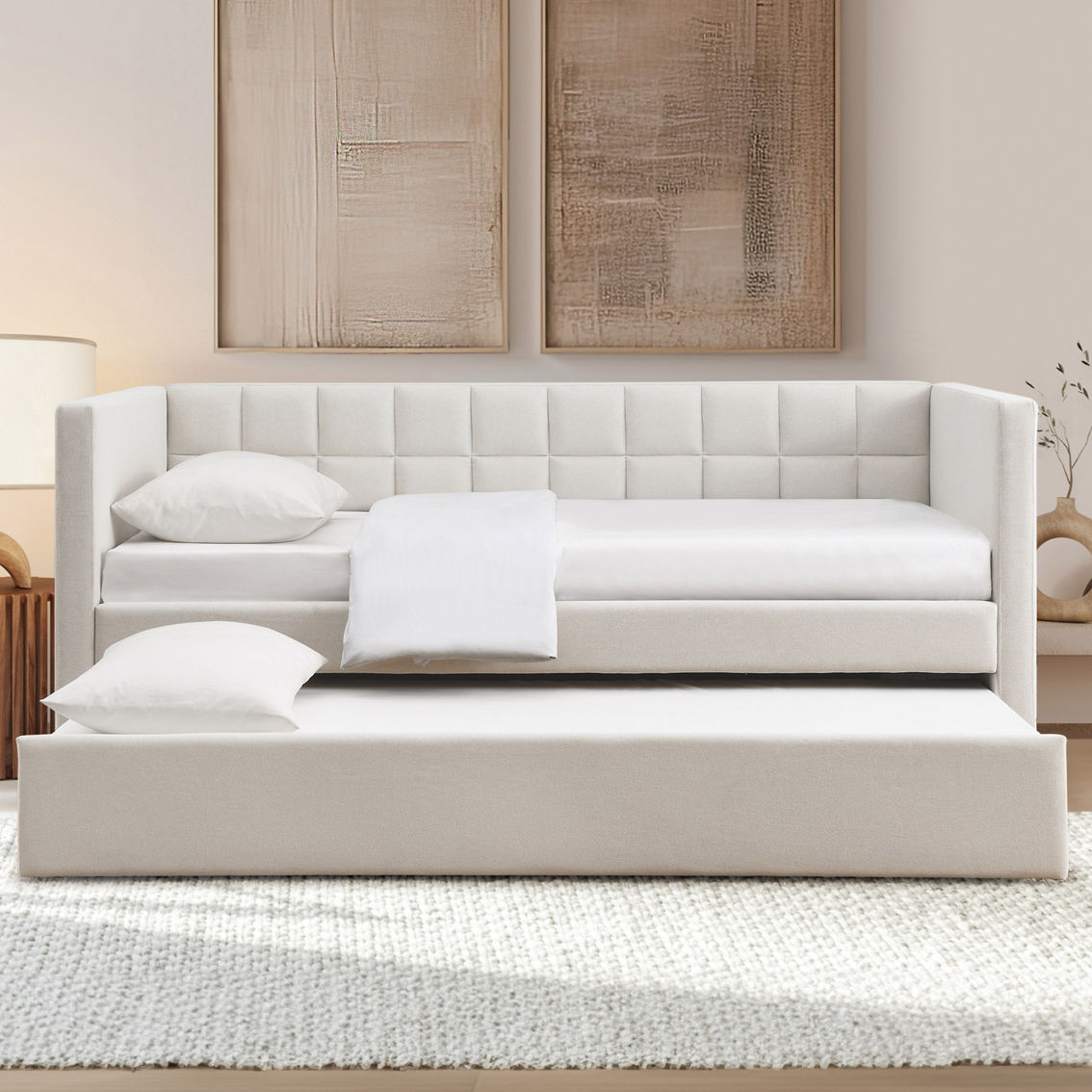 Abbyson Aveline Upholstered Twin Daybed with Trundle - Image 3 of 8