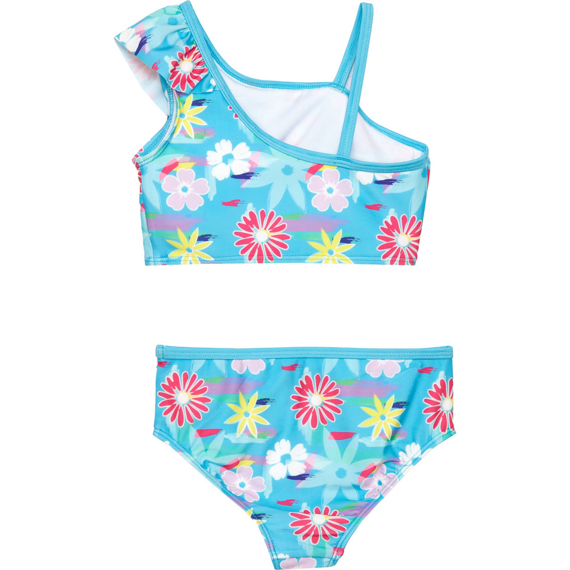 Surf Zone Little Girls Floral Ruffle Shoulder 2 pc. Swimsuit - Image 2 of 2