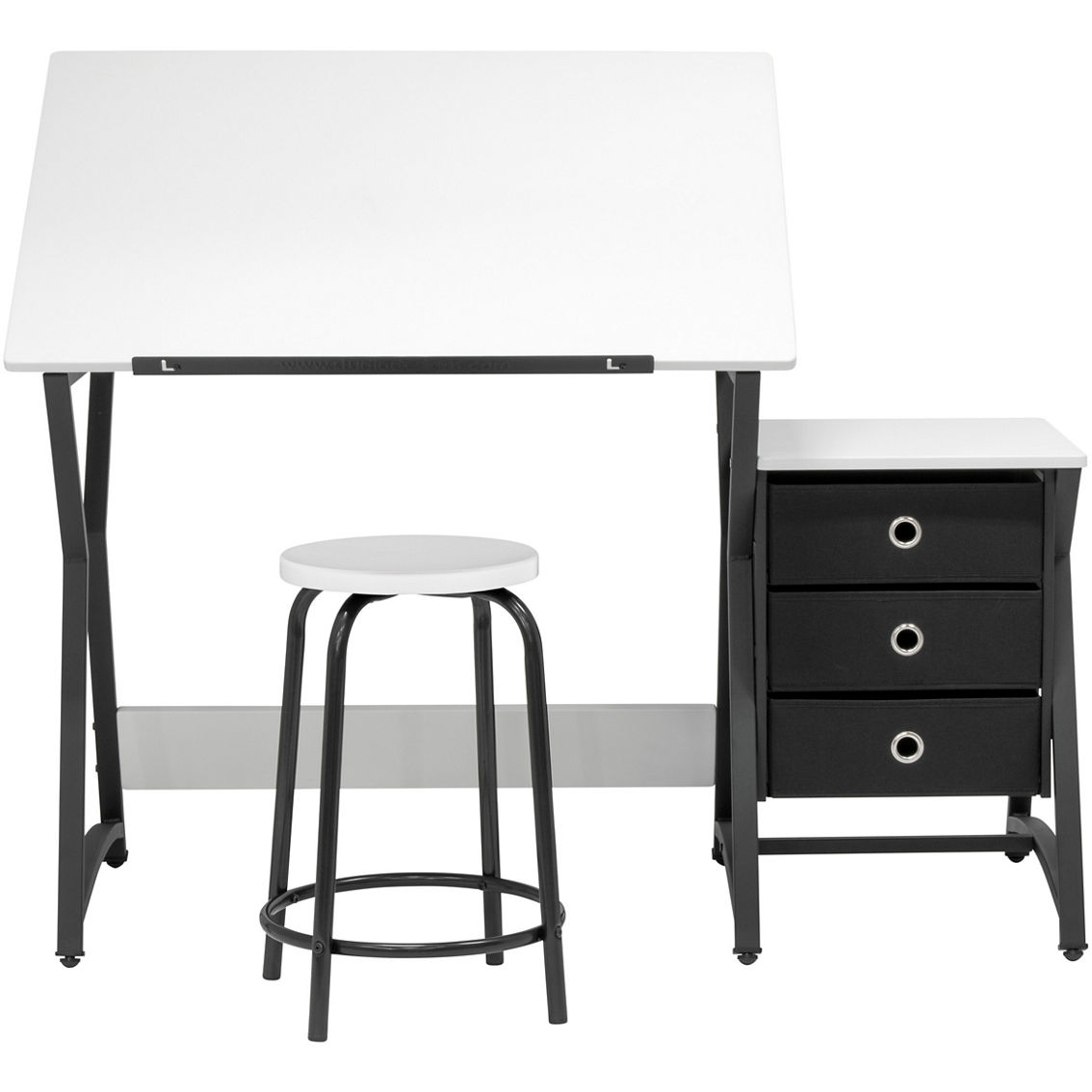 Studio Designs Hourglass Craft Center Angle Adjustable Drafting Table with Drawers - Image 5 of 10