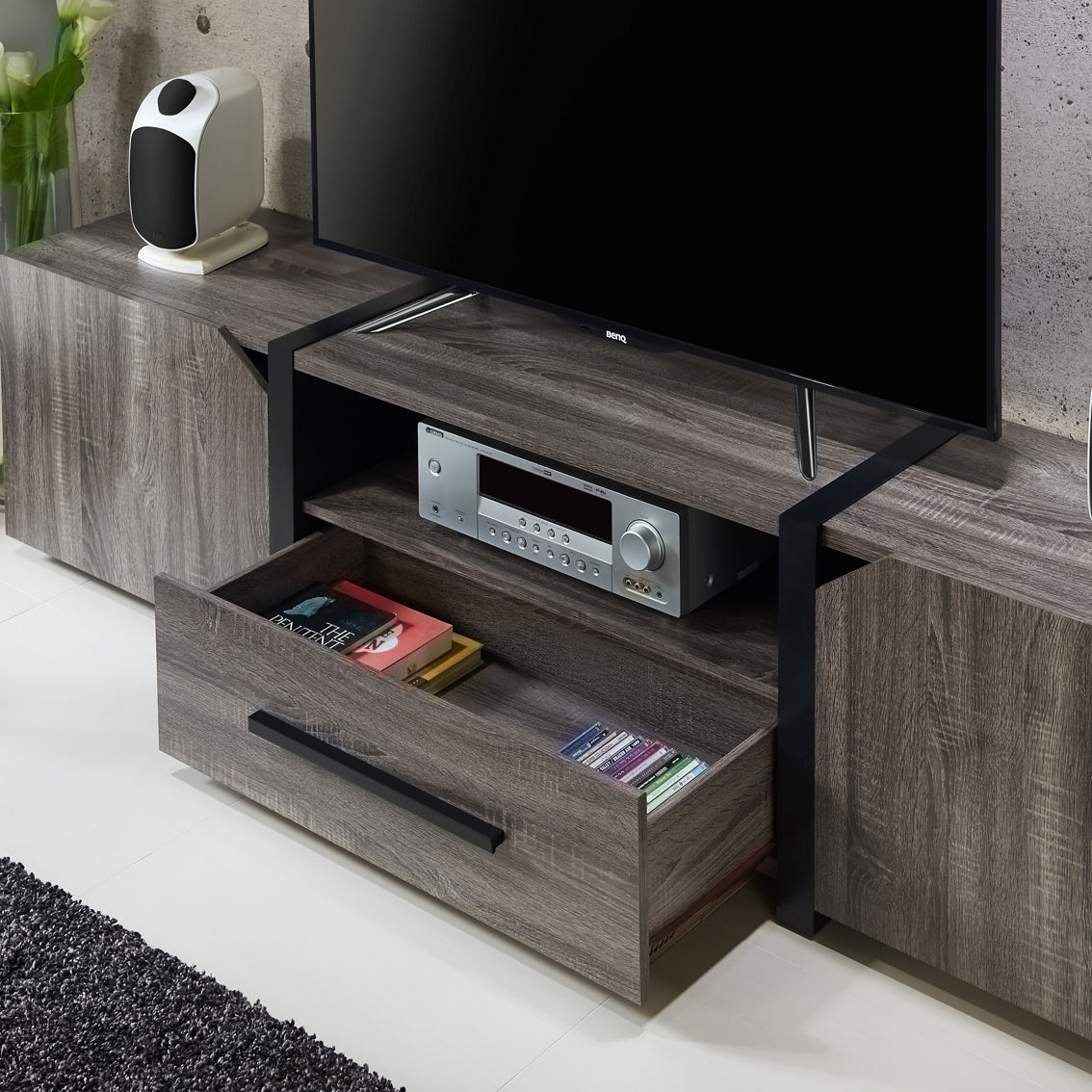 Furniture of America Diego Rustic Wood 81.5 in. TV Stand - Image 2 of 3