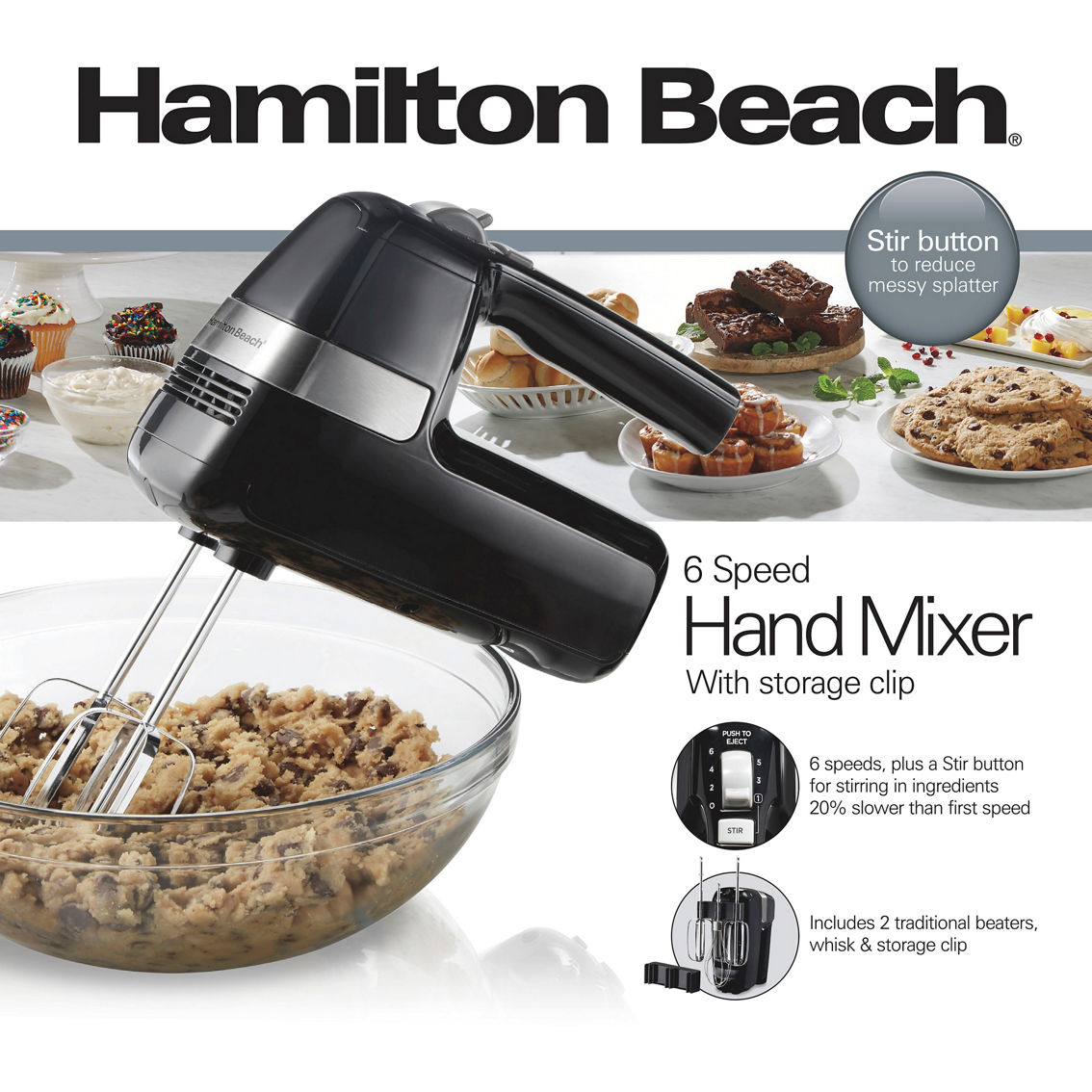 Hamilton Beach 6 Speed Hand Mixer with Storage Clip - Image 3 of 3