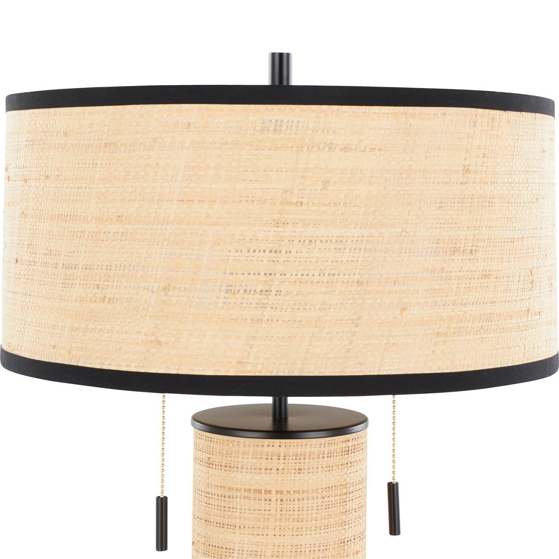 LumiSource Cylinder Rattan 29 in. Table Lamp - Image 3 of 6