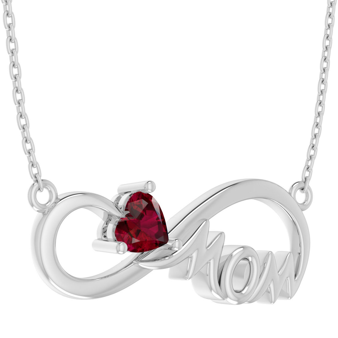 Sterling Silver Lab Created Ruby 18 in. Mom Infinity Heart Necklace - Image 2 of 3