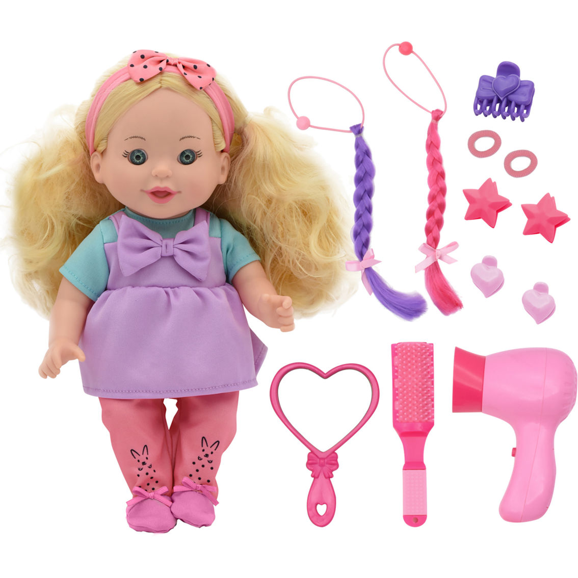 New Adventures Lil Tots: Talking Hair Styling 16 pc. Playset with Doll - Image 2 of 7