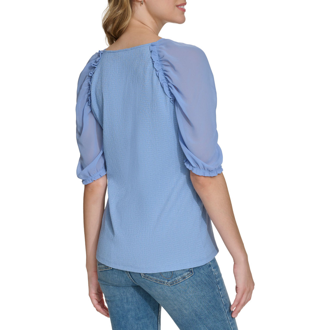 Calvin Klein Cinched Elbow Sleeve Top - Image 2 of 5