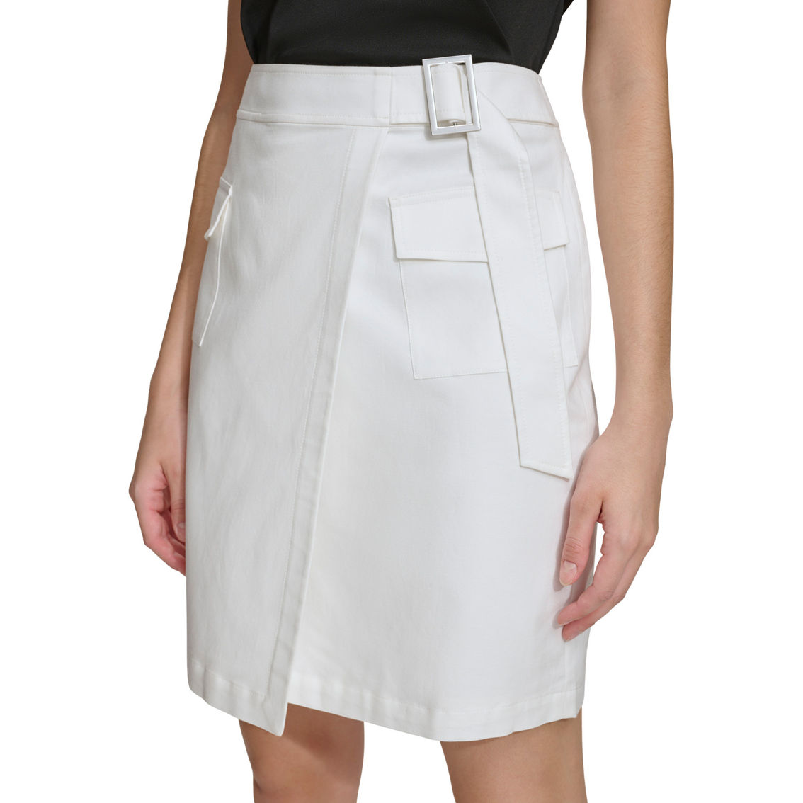 Calvin Klein Faux Wrap Belted Skirt - Image 3 of 4