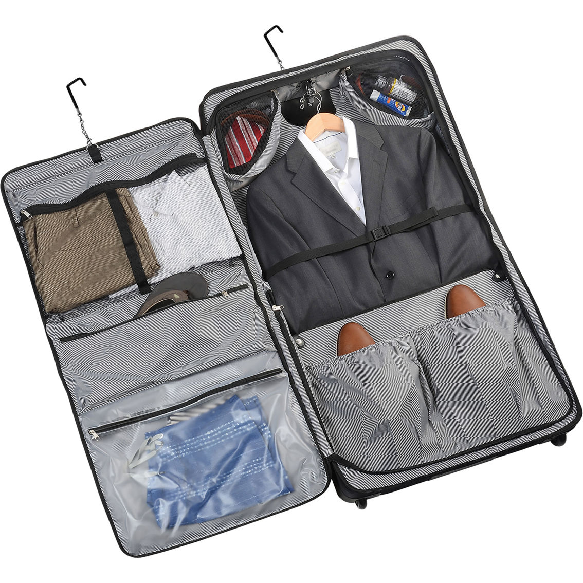 WallyBags 45 in. Premium Rolling Garment Bag with Multiple Pockets - Image 4 of 6