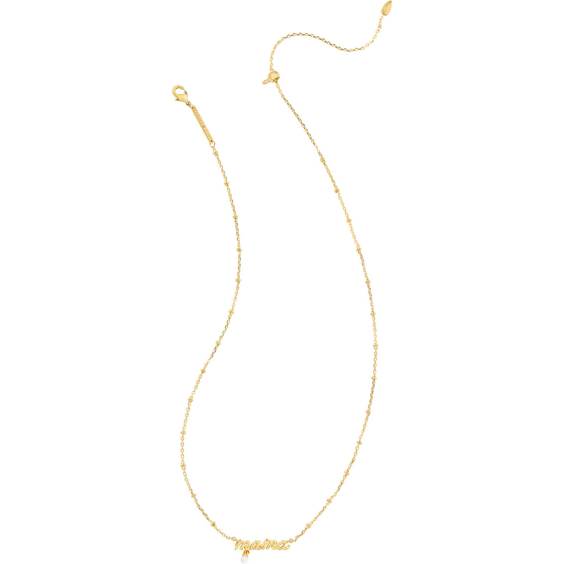 Kendra Scott Gold White Pearl Mama Script Necklace 19 in. - Image 2 of 2