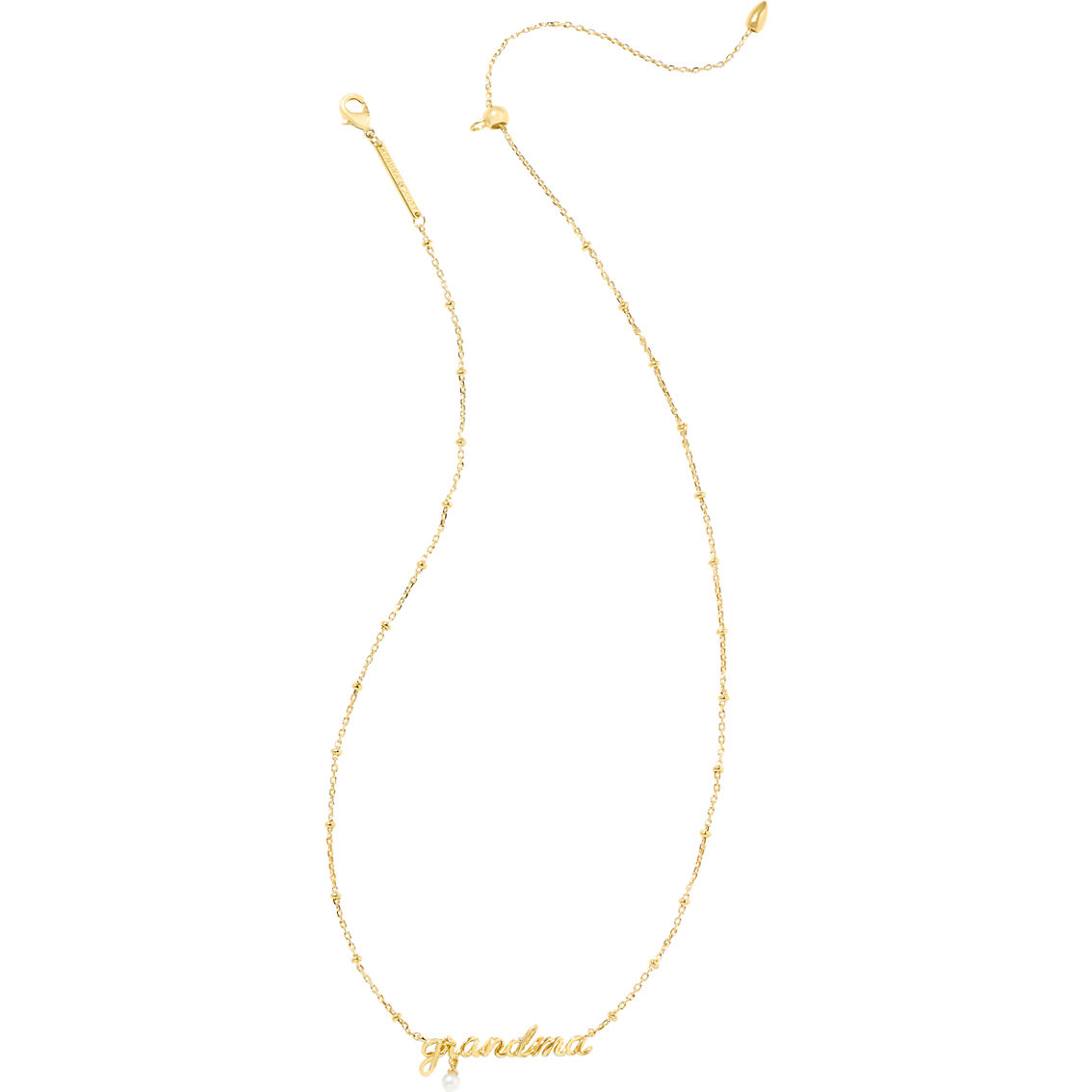 Kendra Scott Grandma Script Gold White Pearl Pendant Necklace - Image 2 of 2