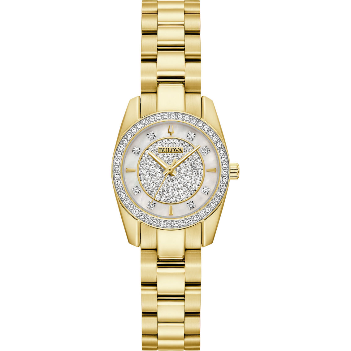 Bulova Women's Quartz Crystal Goldtone Bracelet and Watch 3 pc. Set 98X137 - Image 4 of 6