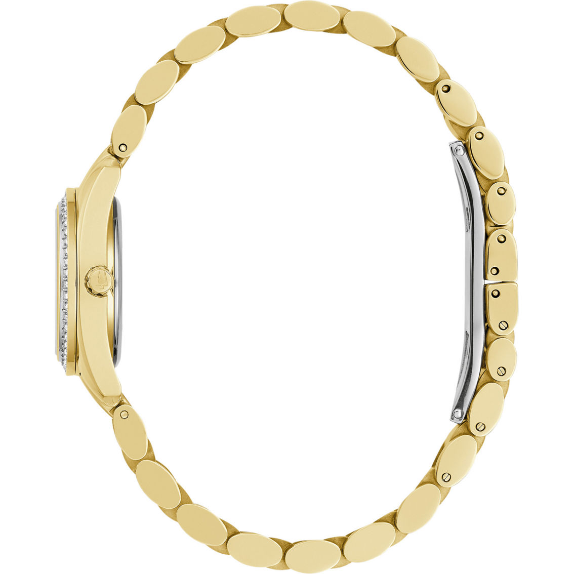 Bulova Women's Quartz Crystal Goldtone Bracelet and Watch 3 pc. Set 98X137 - Image 6 of 6