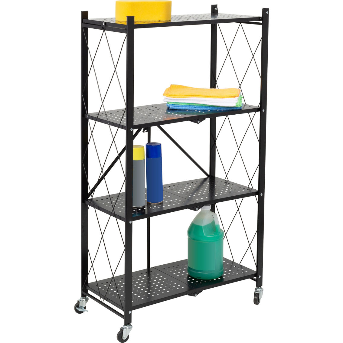 Honey Can Do Collapsible 4-Tier Metal Shelf on Wheels - Image 3 of 9