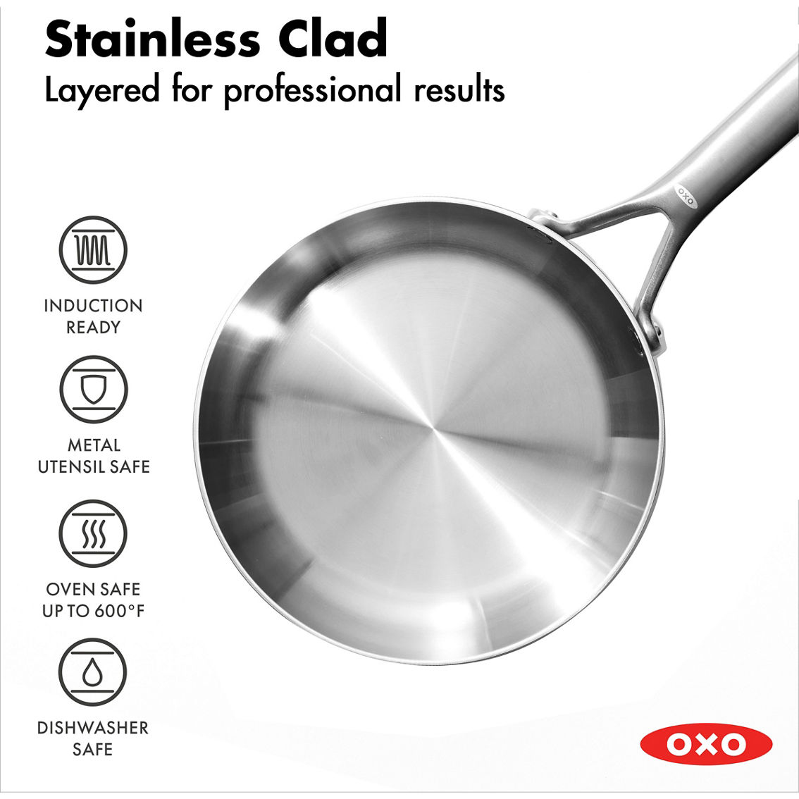 OXO Mira 3-Ply Stainless Steel Frying Pan - Image 2 of 6