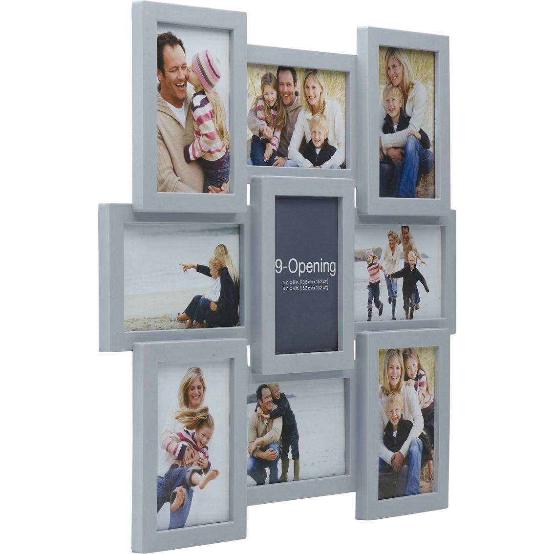 Melannco 18 x 18 in. Gray 9 Opening Photo Collage Frame - Image 2 of 5