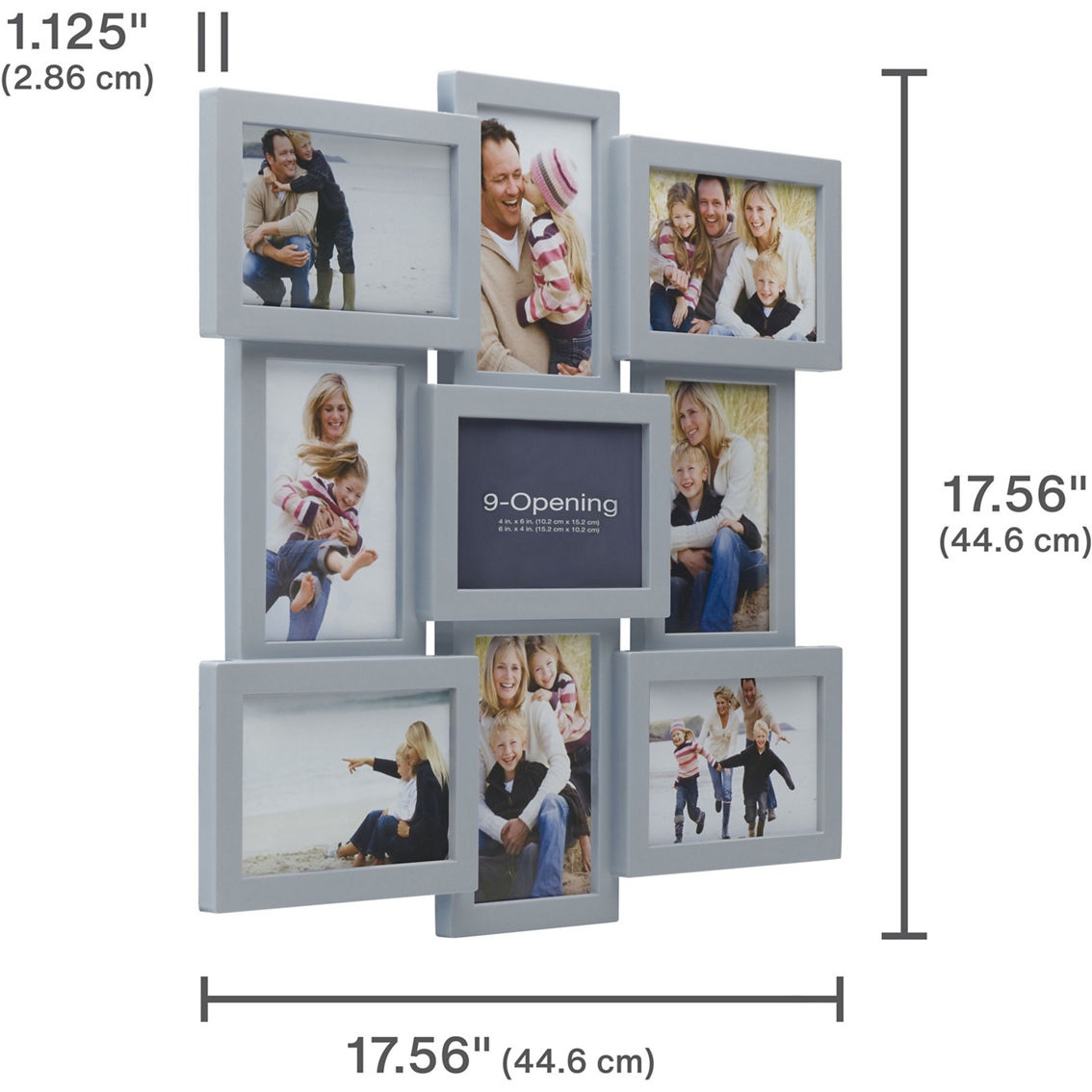 Melannco 18 x 18 in. Gray 9 Opening Photo Collage Frame - Image 5 of 5