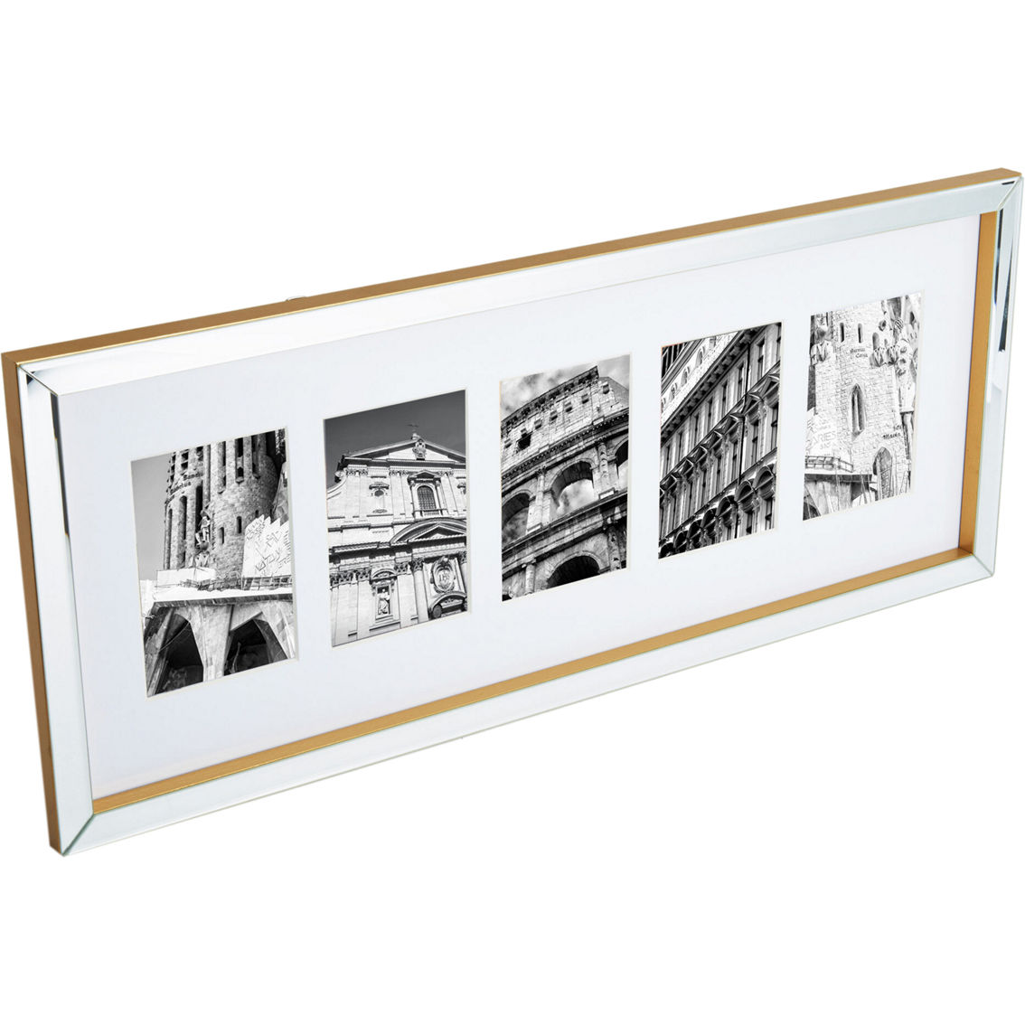 Mikasa Home 11 x 27 in. 5 Opening Mirror Gallery Collage Frame with Gold Sides - Image 2 of 7