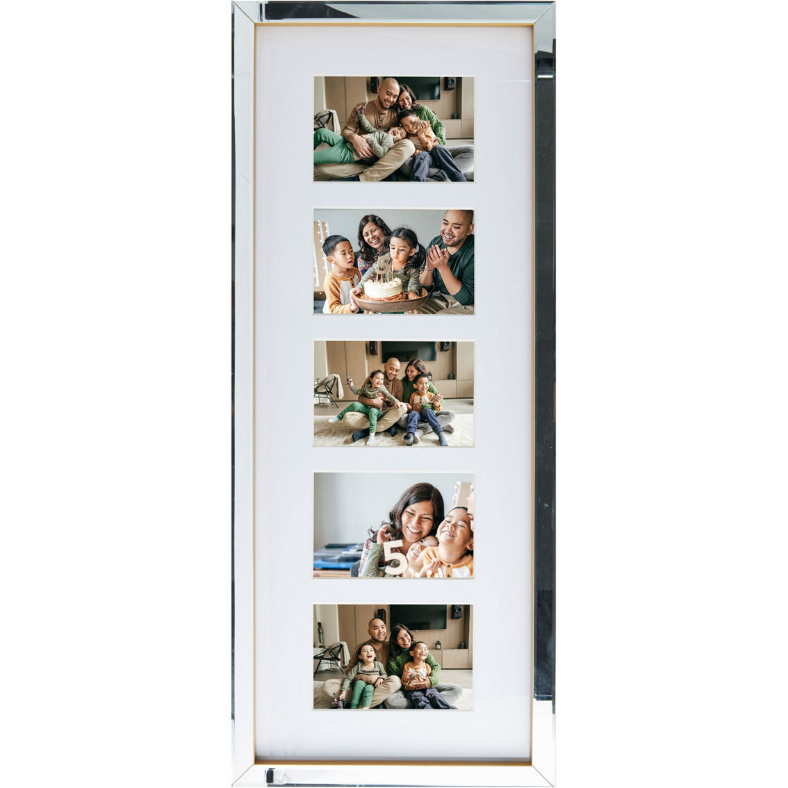 Mikasa Home 11 x 27 in. 5 Opening Mirror Gallery Collage Frame with Gold Sides - Image 3 of 7