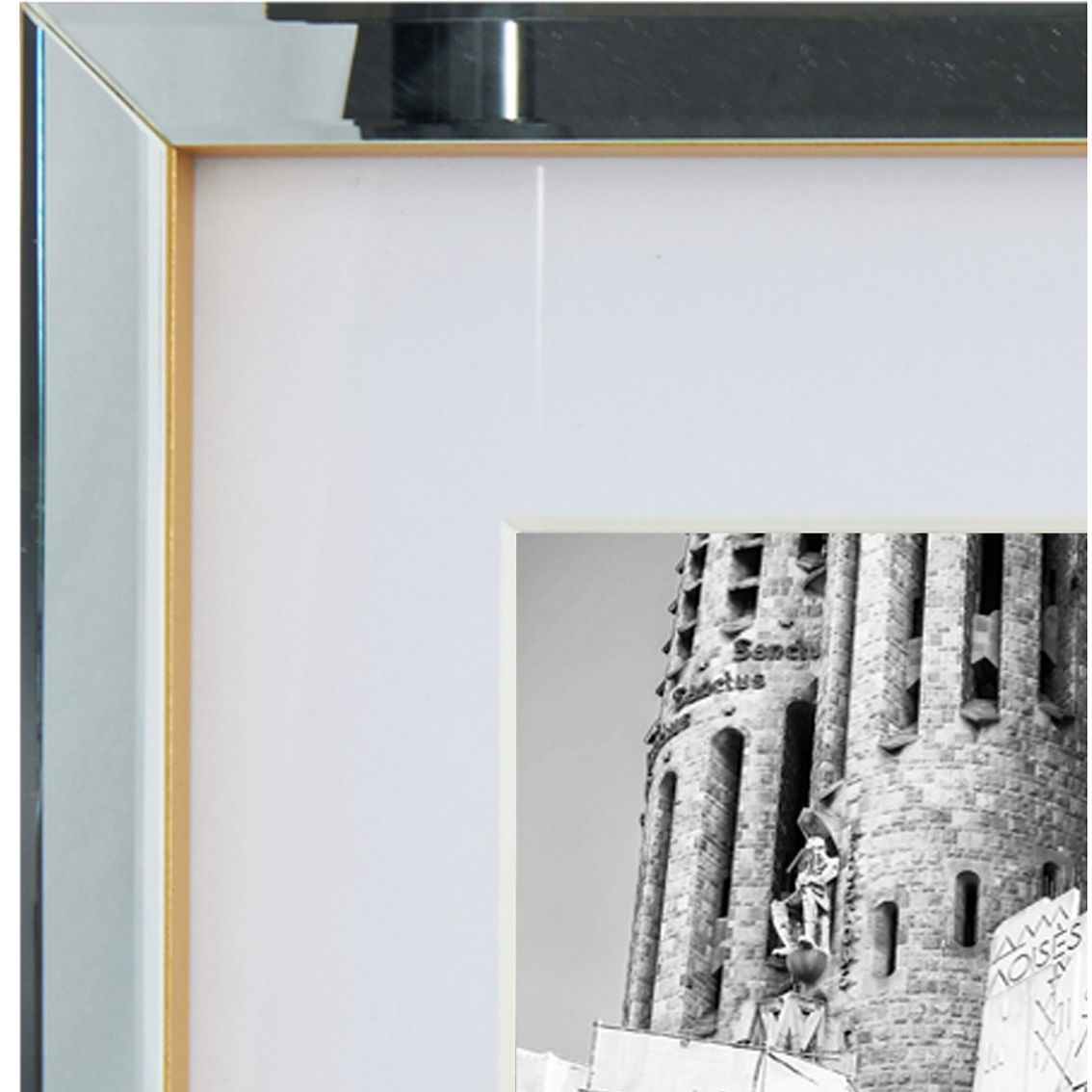 Mikasa Home 11 x 27 in. 5 Opening Mirror Gallery Collage Frame with Gold Sides - Image 4 of 7