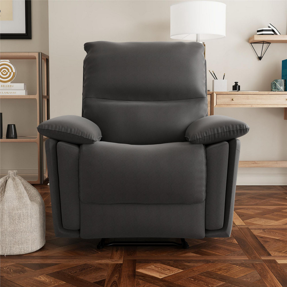 DHP Labatte Recliner with Dual USB Port, Charcoal Faux Leather - Image 6 of 8
