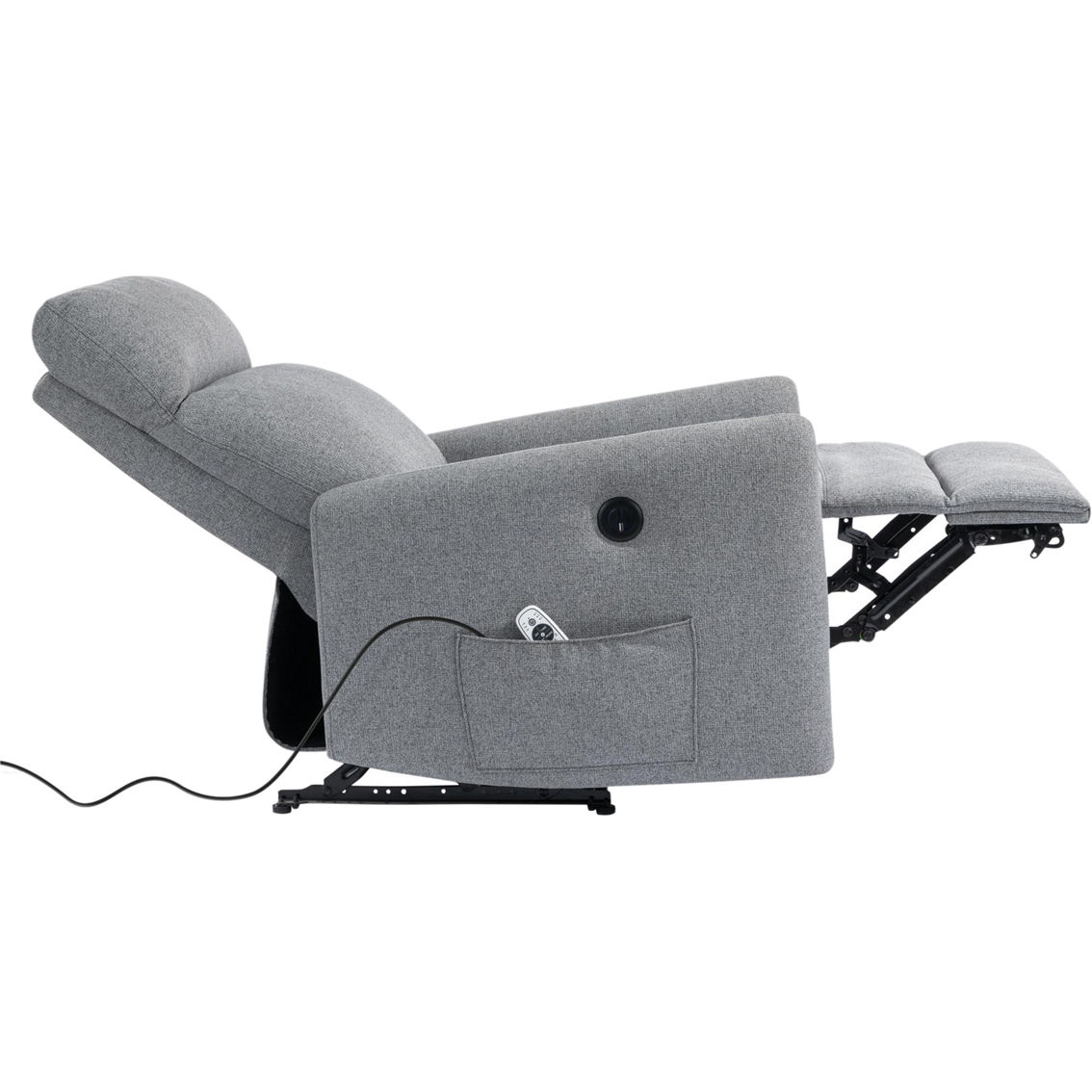 DHP Kai Power Recliner Chair with 8 Zone Massage and Lumbar Heat, Dark Gray Linen - Image 5 of 8