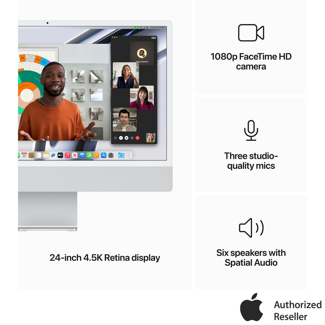Apple iMac 24 in. Retina 4.5K Display M3 8 Core CPU 8 Core GPU 16GB RAM 512GB SSD - Image 5 of 9