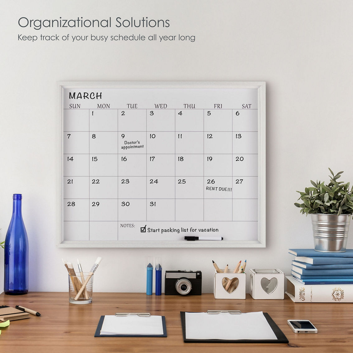 Towle Living 24 x 19 in. Whiteboard Calendar with Dry Erase Pen - Image 3 of 5