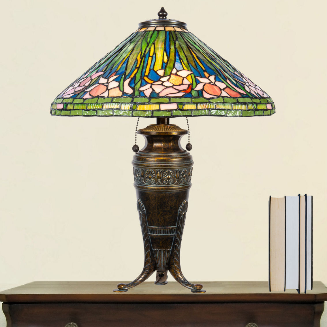 Dale Tiffany 27.5 in. Tall Pink Glades Table Lamp - Image 5 of 6