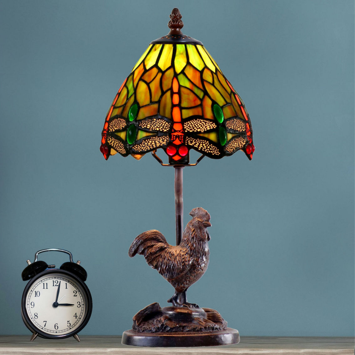 Dale Tiffany 16 in. Tall Rooster Sculpture Accent Lamp - Image 4 of 4