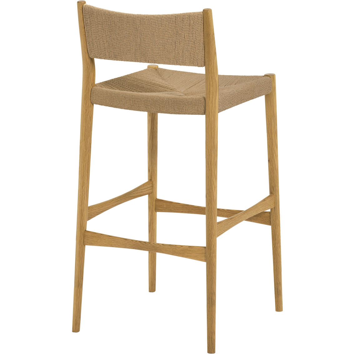 Armen Living Erie Woven Paper Cord and Oak Wood Barstool - Image 2 of 10