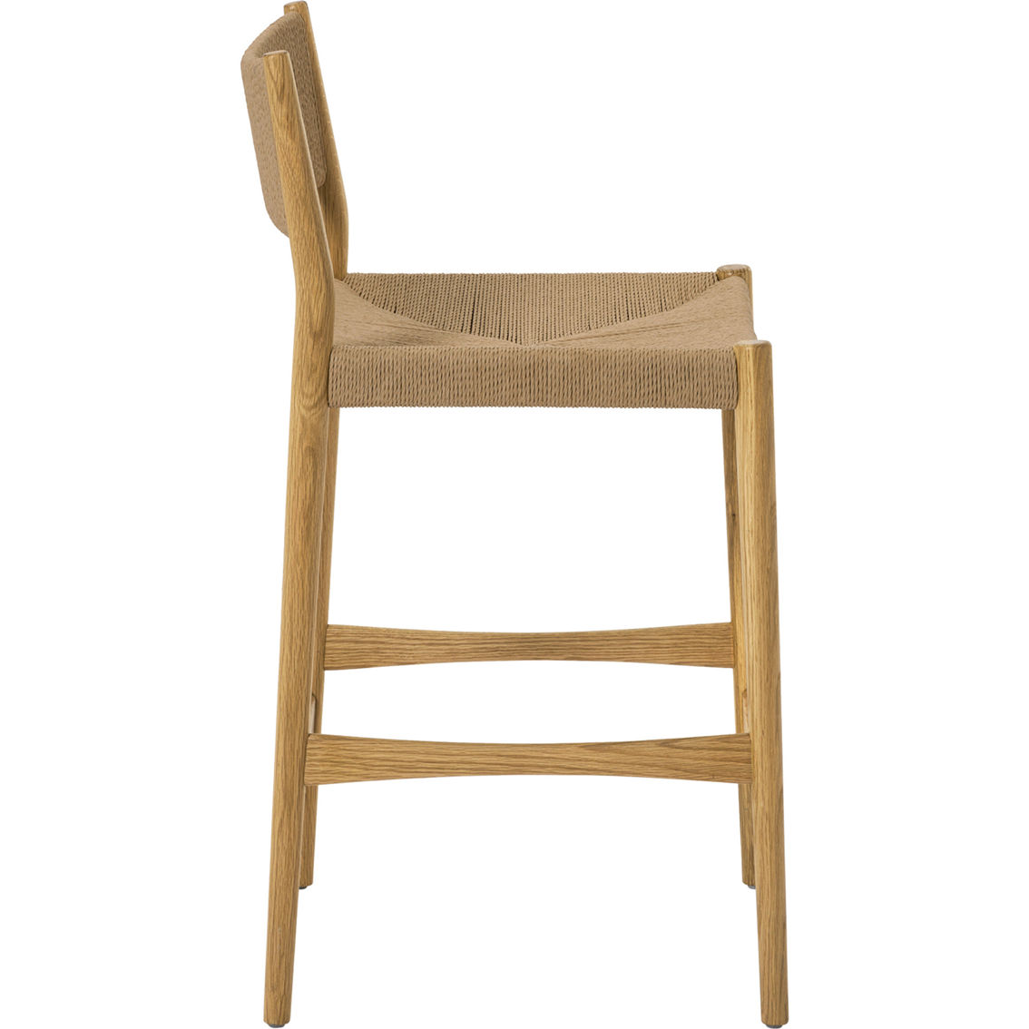 Armen Living Erie Woven Paper Cord and Oak Wood Barstool - Image 4 of 10