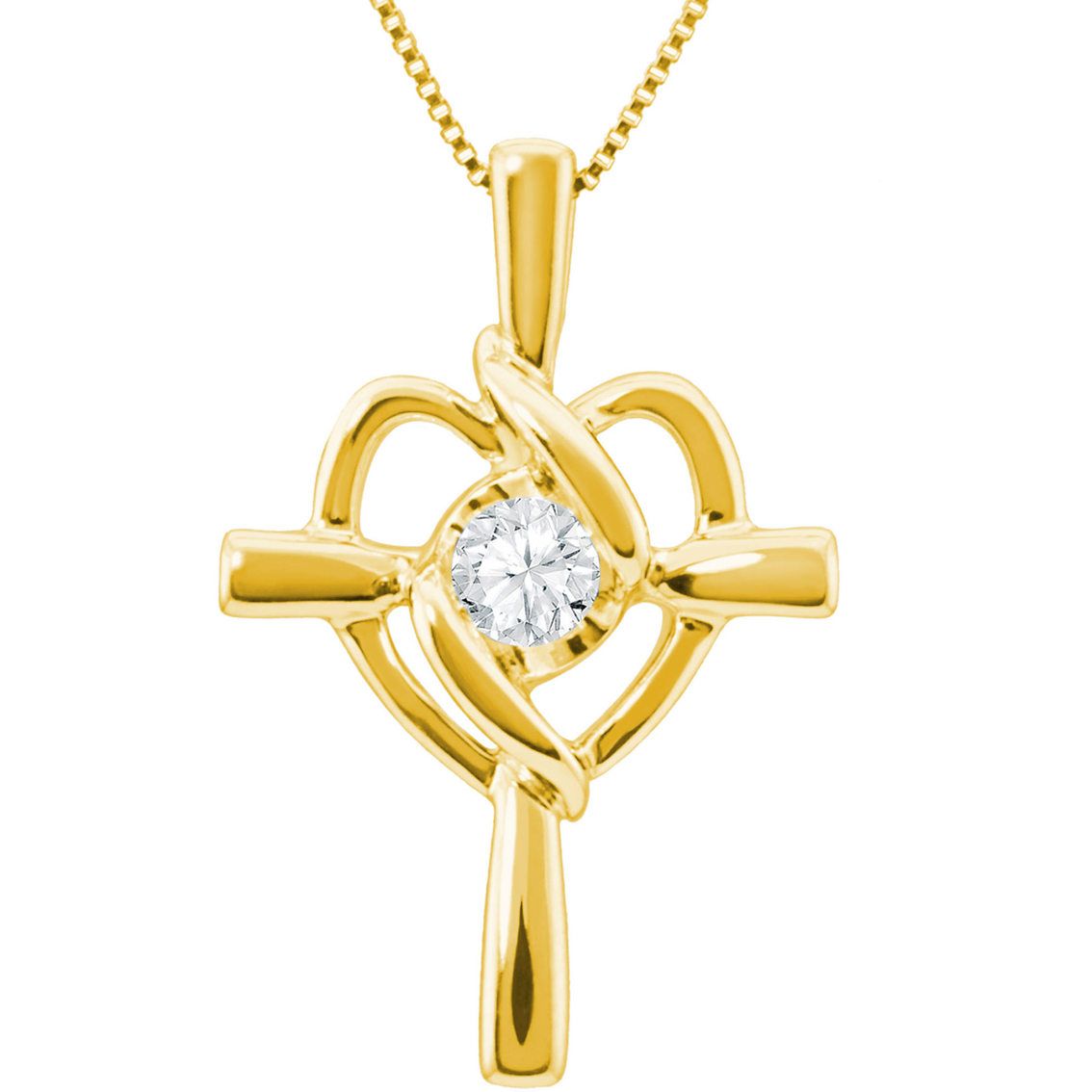 Sirena 14k 1/8 Ct. Diamond Cross And Heart Pendant ...