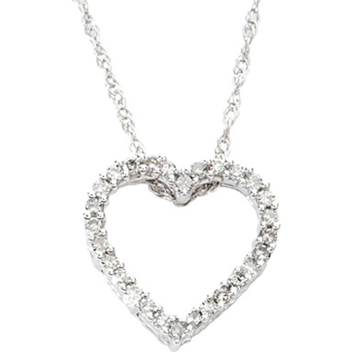 10k White Gold 1/4 Ctw Diamond Heart Pendant | Diamond Heart Pendants