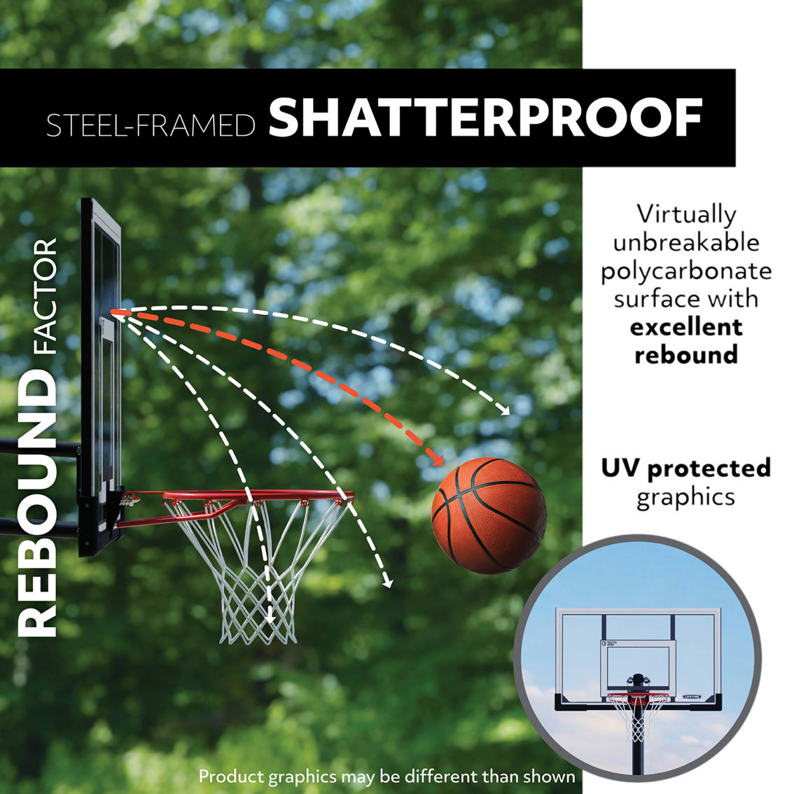 Lifetime Adjustable In-Ground Polycarbonate Basketball Hoop with 52 in. Backboard - Image 3 of 10