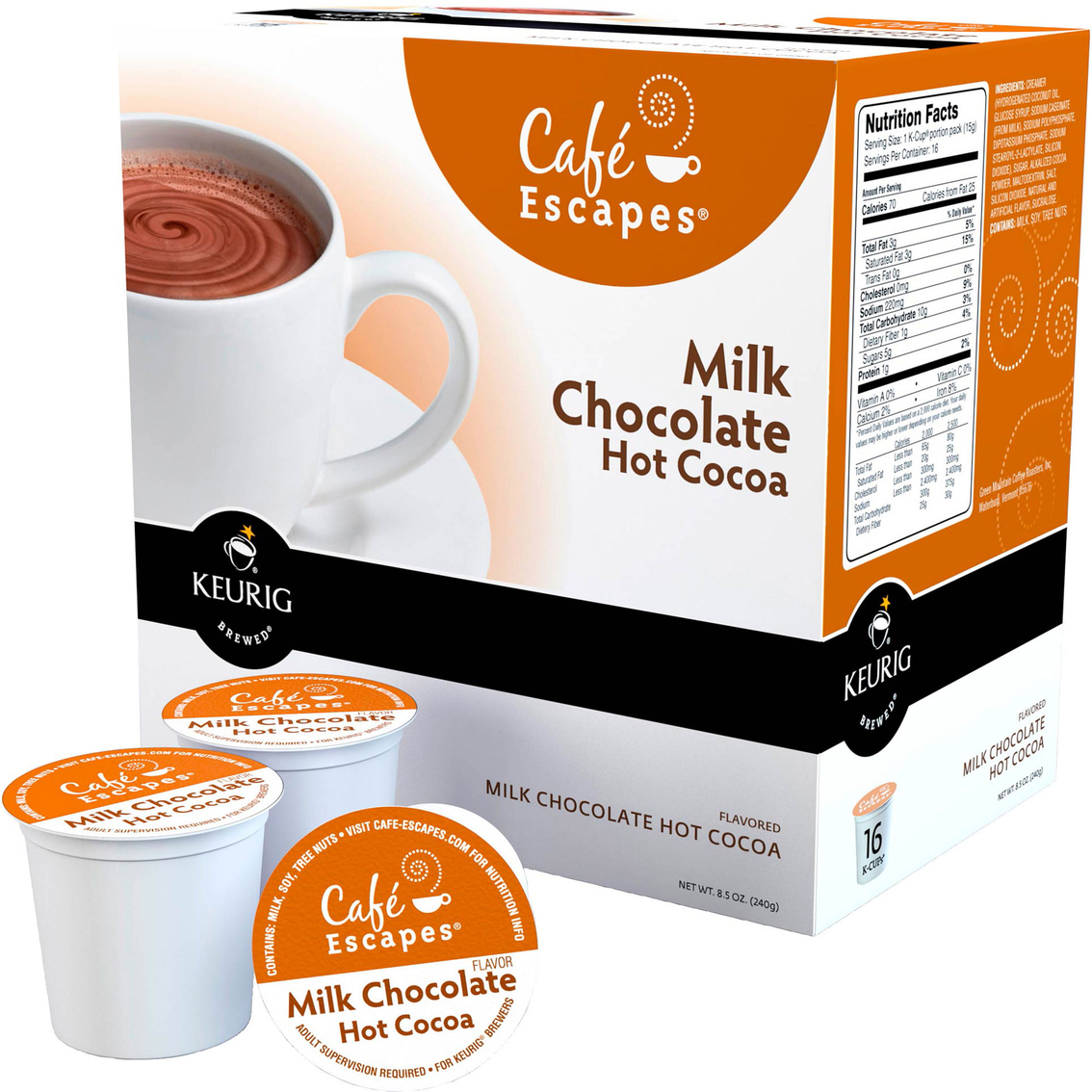 Cafe Escapes Milk Chocolate Hot Cocoa Keurig K-cup 16 Pk ...