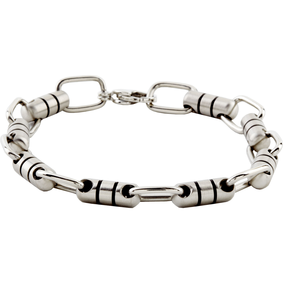 Stainless Steel Link Bracelet With Rubber Accents | Fashion Bracelets ...