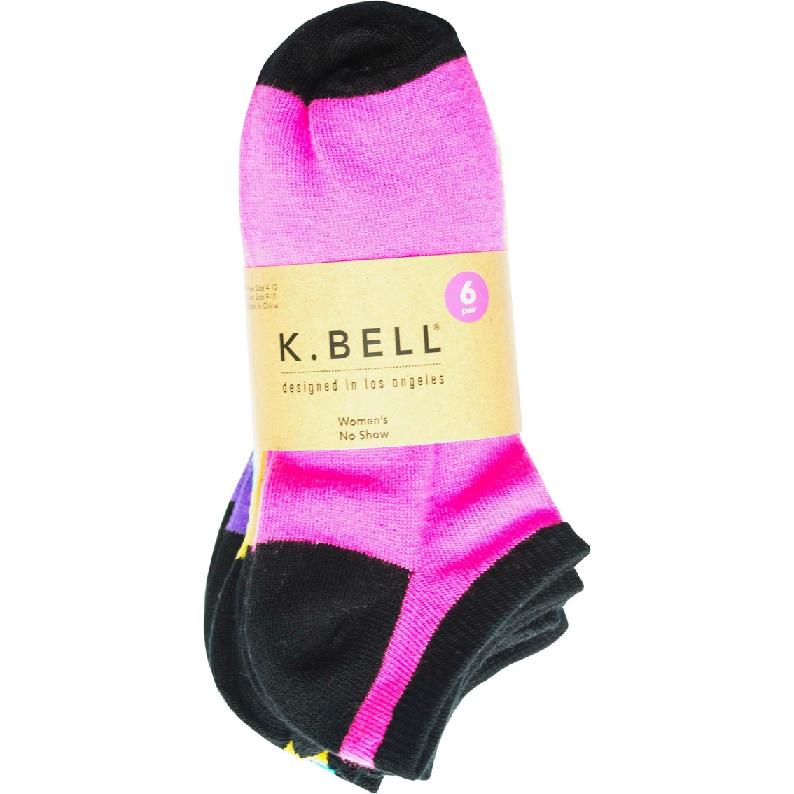 K. Bell Solid Neon No Show Socks 6 Pk. - Image 2 of 2