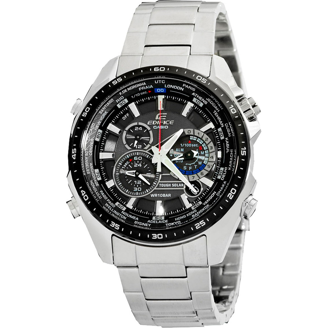 Casio Men's Edifice 1 100th Tough Solar Chronograph Watch Eqs500db-1a1 | Stainless Steel Band | Jewelry Watches | Shop The