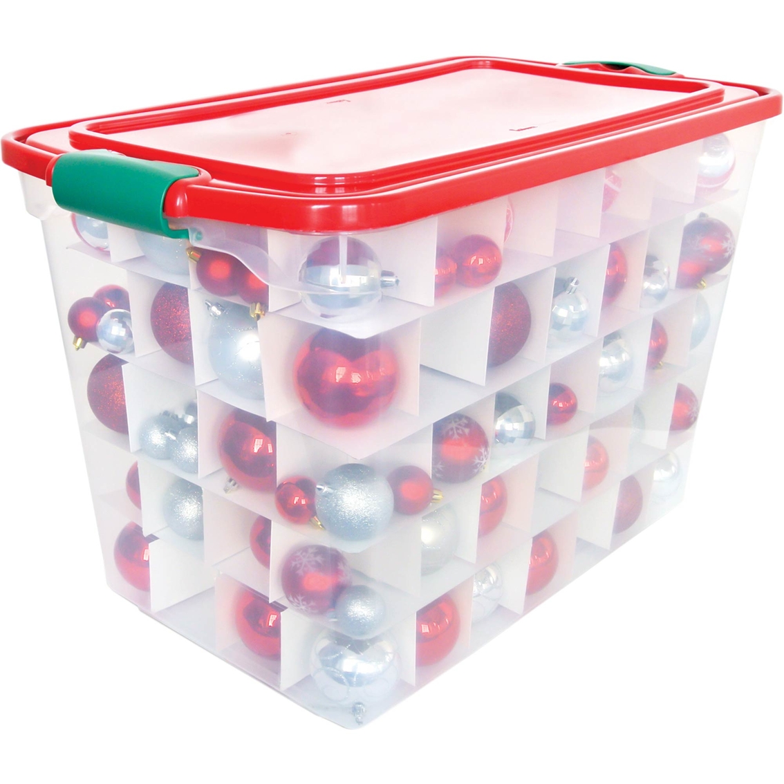 Homz 36-Count Latching Clear Ornament Storage Container with Dividers