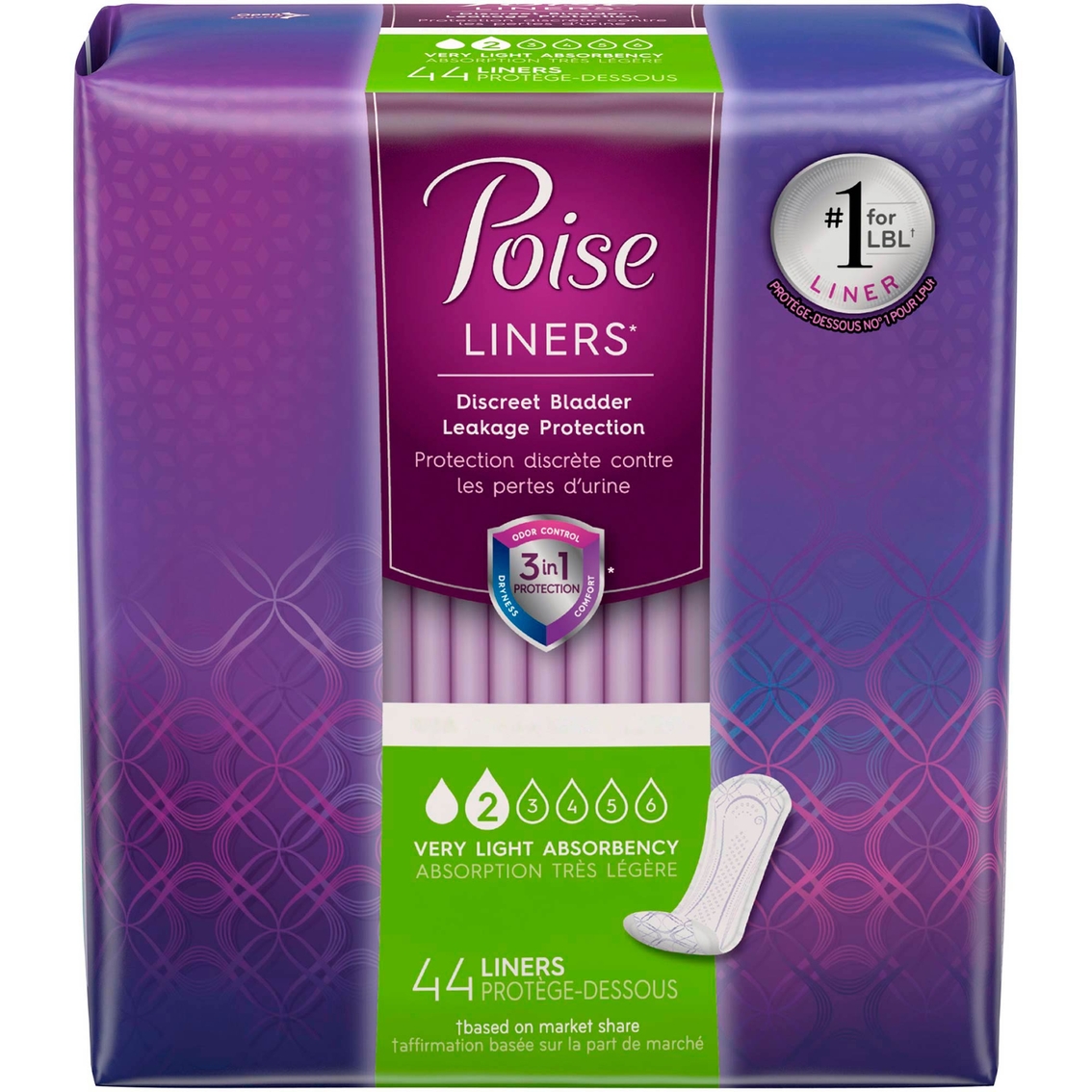 Poise Daily Incontinence Panty Liners, Very Light Absorbency, 48 Count