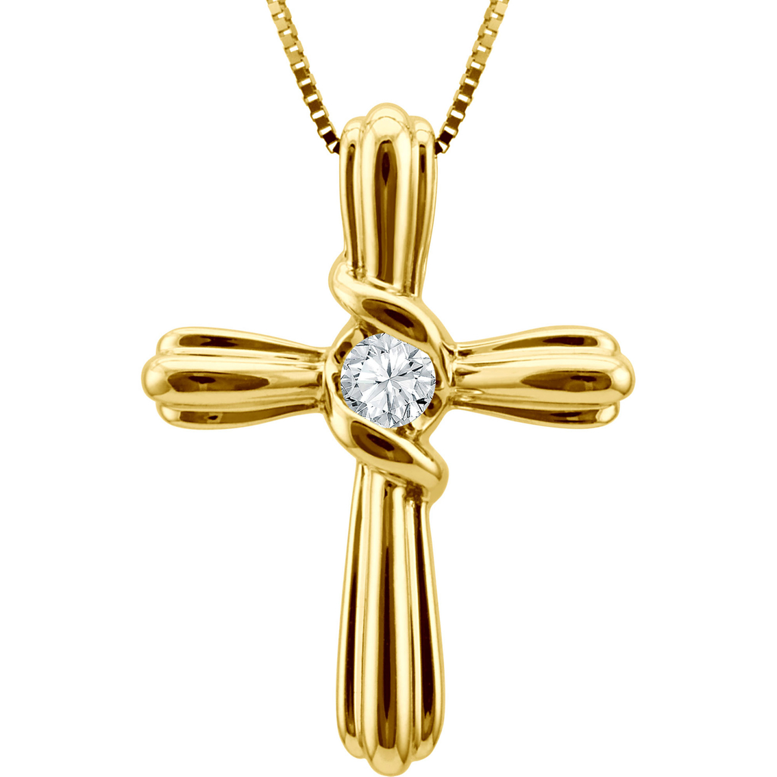 Sirena 10k Yellow Gold Diamond Accent Cross Pendant ...