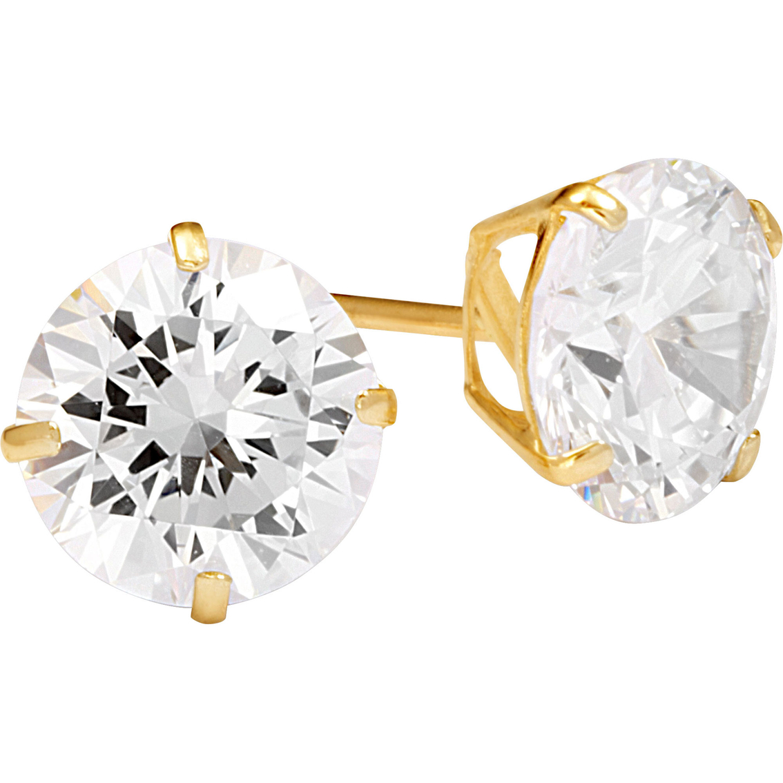 14k Yellow Gold Cubic Zirconia Stud Earrings | Gemstone Earrings