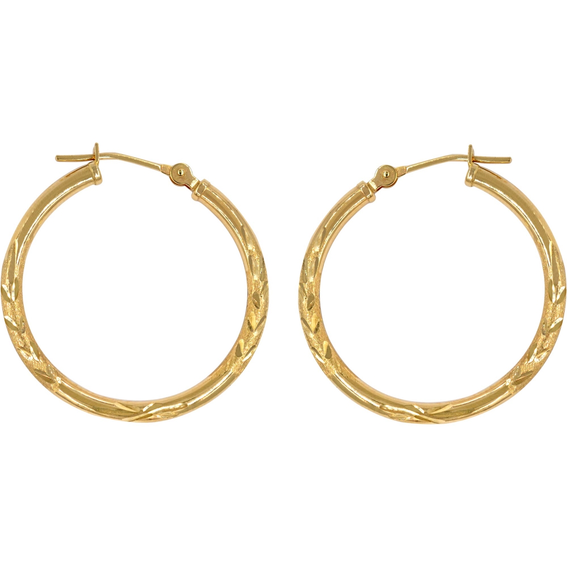 14k Gold Diamond Cut Hoop Earrings | Gold Earrings | Jewelry & Watches ...